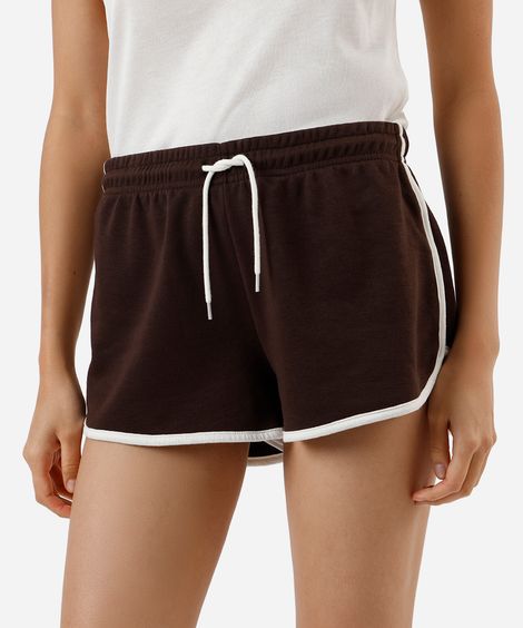 short básico feminino com elástico marrom