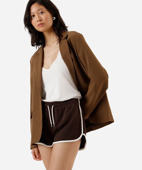 short básico feminino com elástico marrom