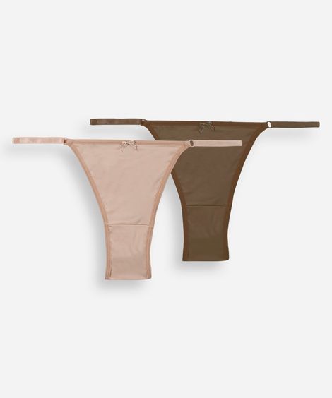 kit de 2 calcinhas biquíni em poliamida colorido