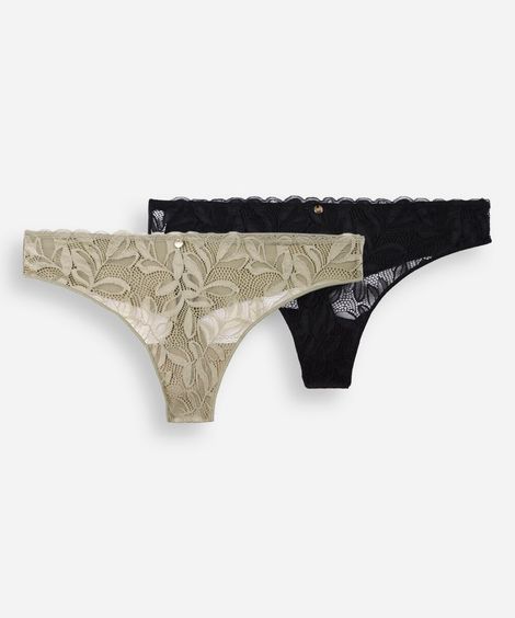 kit de 2 calcinhas com renda colorido