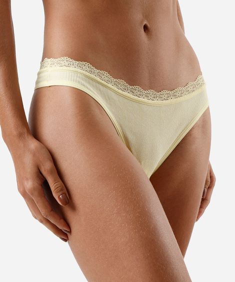 kit de 3 calcinhas de malha canelada com renda colorido