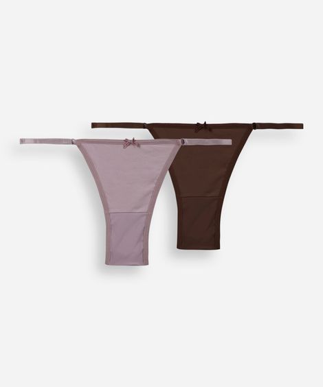 kit de 2 calcinhas biquíni em poliamida colorido