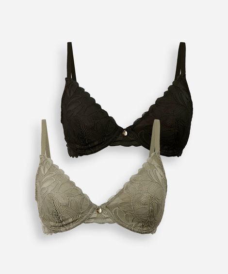 kit de 2 sutiãs meia taça de renda colorido