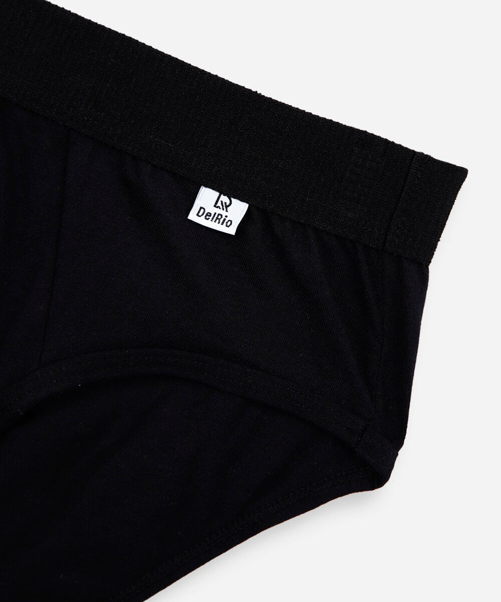 kit de 3 cuecas slip masculinas de algodão preto