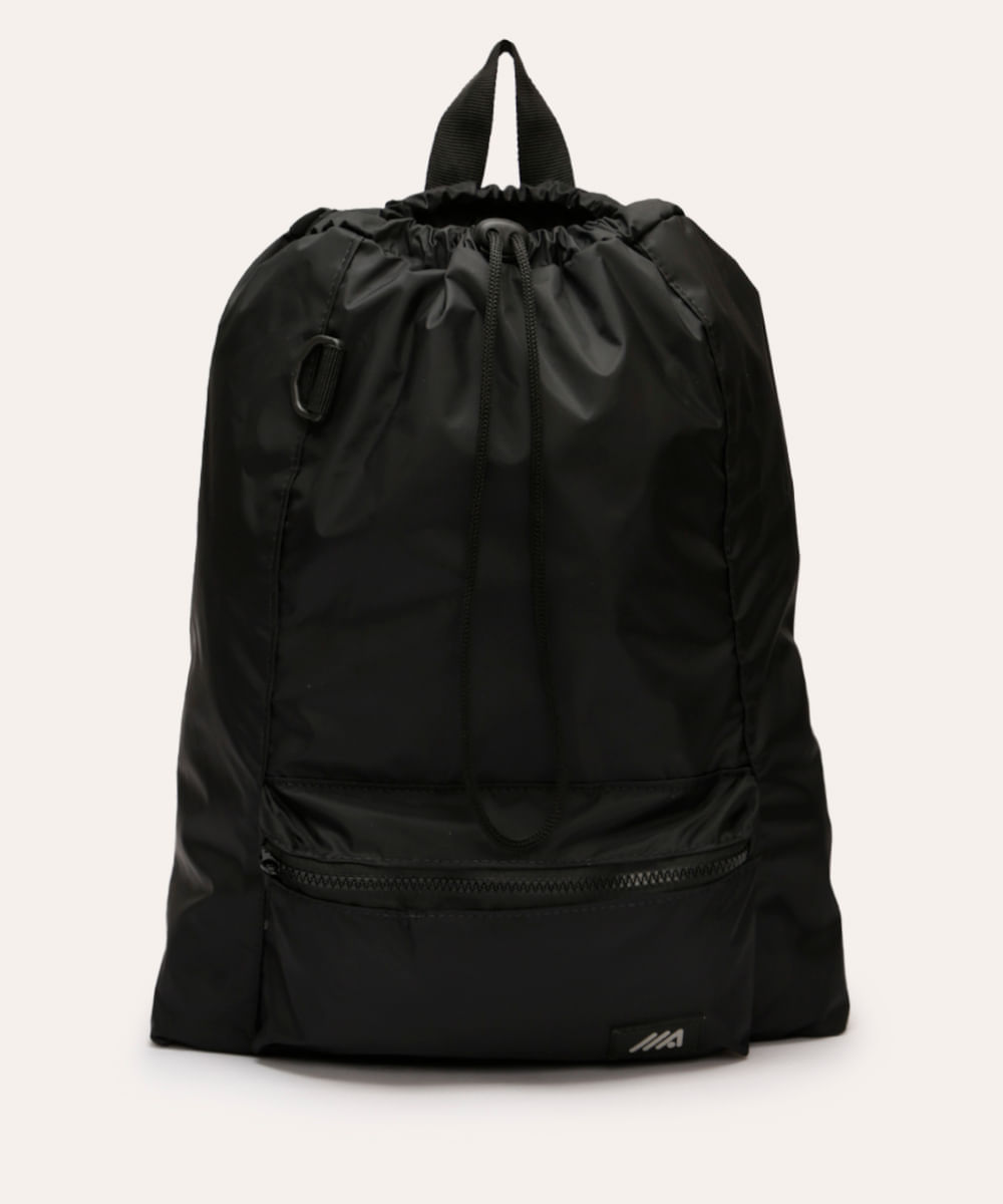 mochila saco com bolso preta