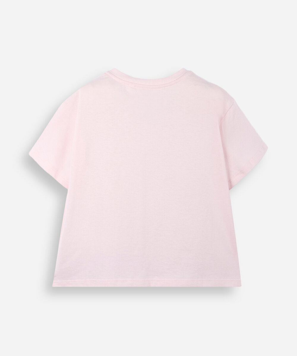 blusa infantil de algodão com coração de chiffon rosa