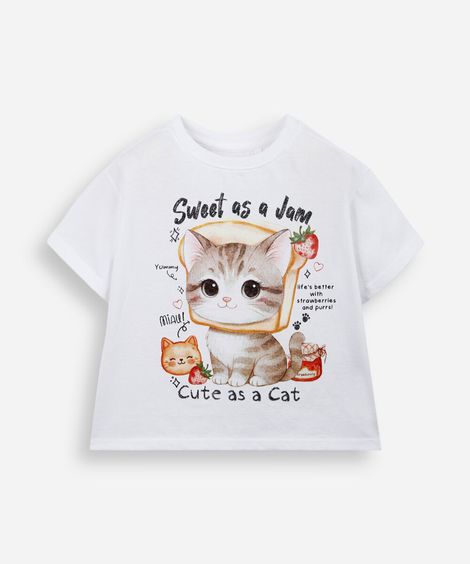 camiseta infantil de algodão nina off white