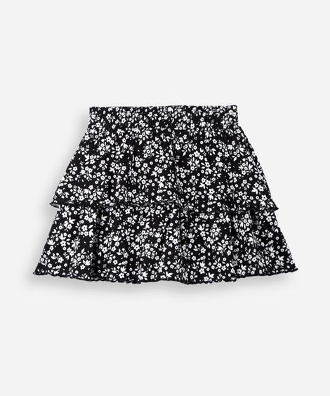 saia marias infantil floral preta