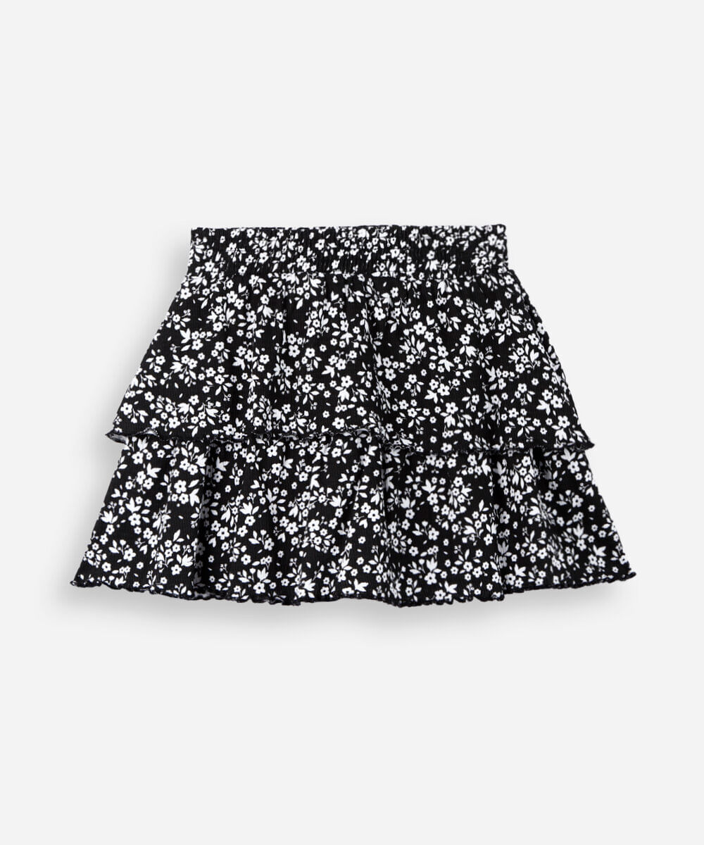 saia marias infantil floral preta