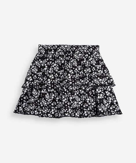 saia marias infantil floral preta