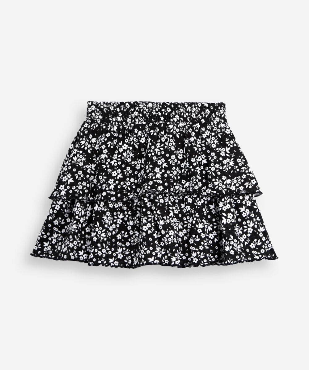 saia marias infantil floral preta