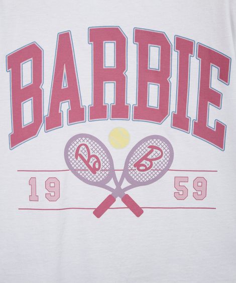 camiseta infantil de algodão barbie com brinde off white
