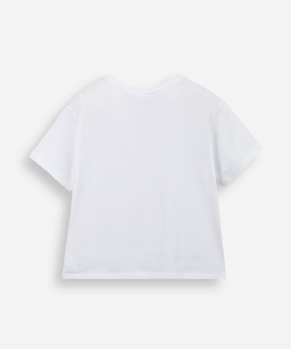 camiseta infantil de algodão barbie com brinde off white