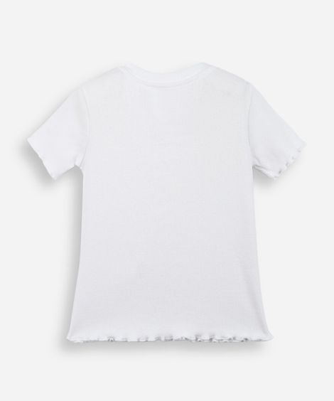 blusa de algodão infantil canelada com brilho off white
