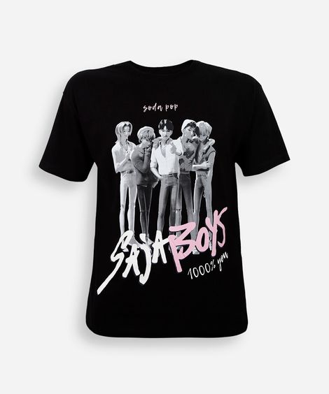 camiseta juvenil oversized saja boys preta