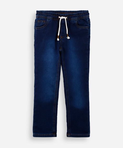 calça infantil jeans moletom azul