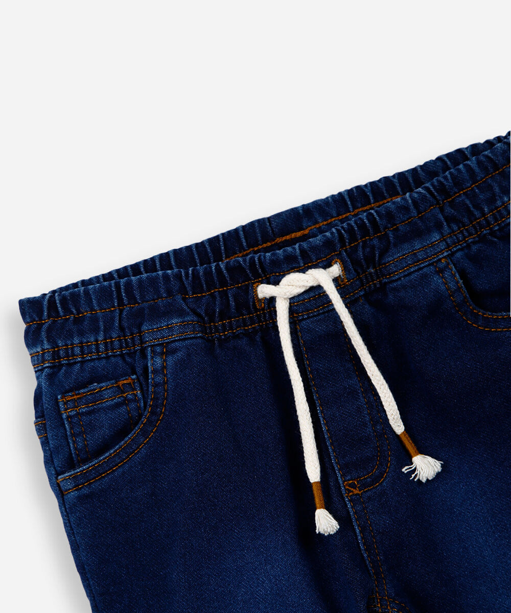 calça infantil jeans moletom azul