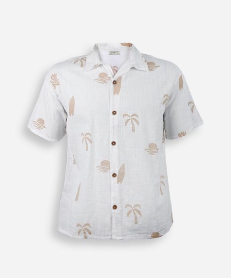 camisa juvenil oversized de algodão estampada off white