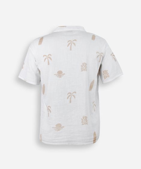 camisa juvenil oversized de algodão estampada off white