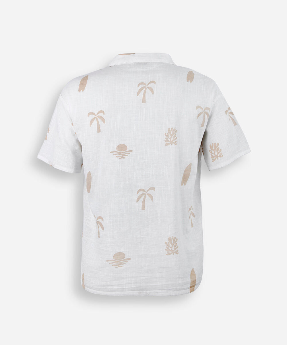 camisa juvenil oversized de algodão estampada off white