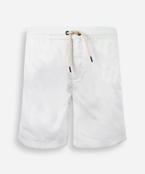 bermuda reta juvenil de sarja cós elástico off white
