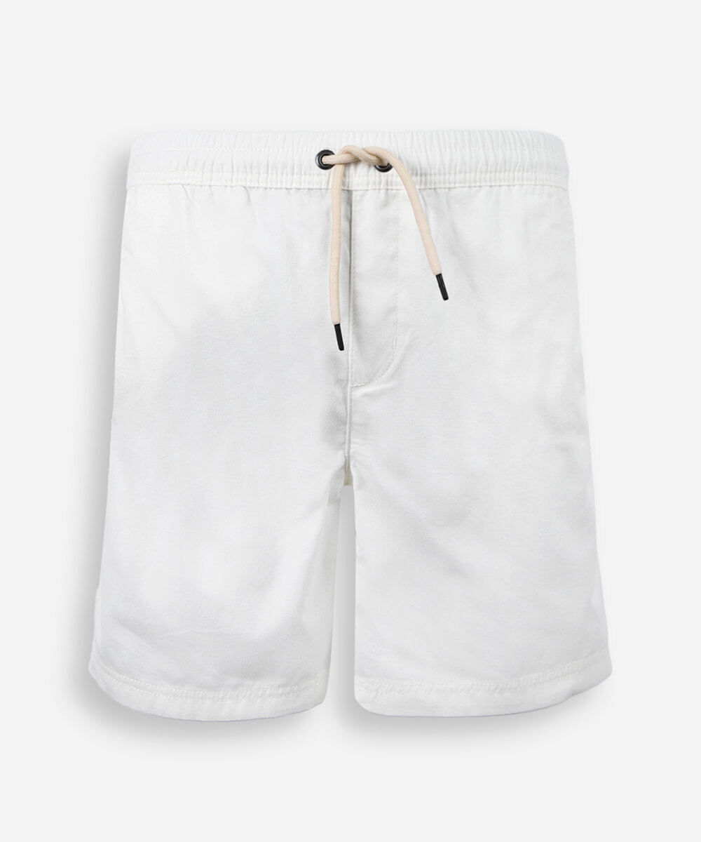 bermuda reta juvenil de sarja cós elástico off white