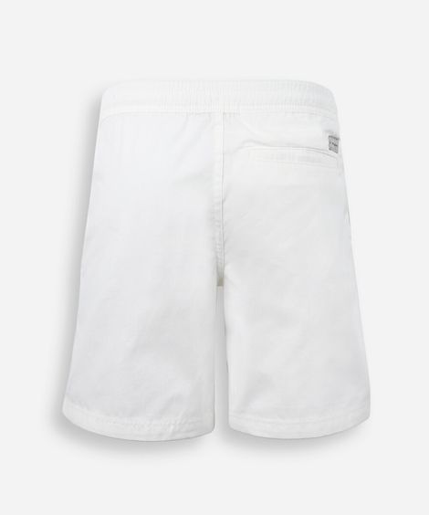 bermuda reta juvenil de sarja cós elástico off white