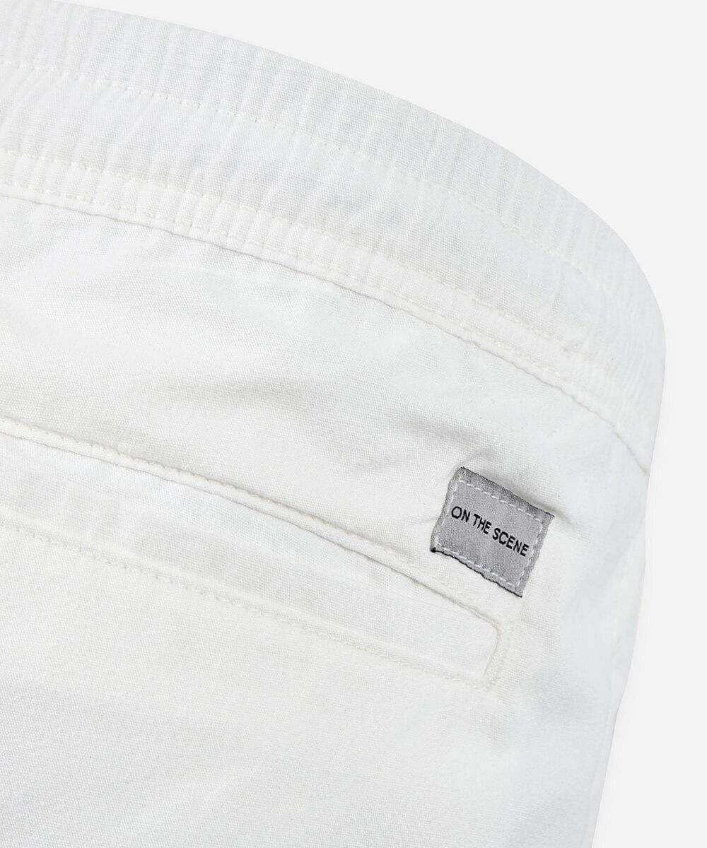 bermuda reta juvenil de sarja cós elástico off white