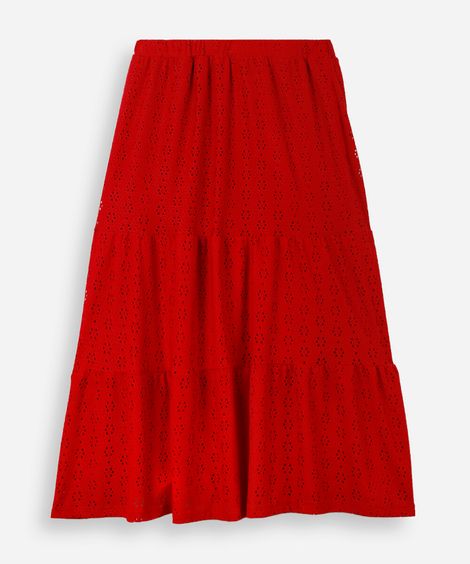 saia juvenil longa de laise vermelha