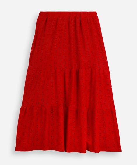 saia juvenil longa de laise vermelha