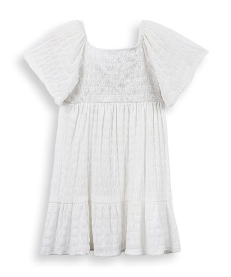 vestido infantil manga ampla com brilhos off white