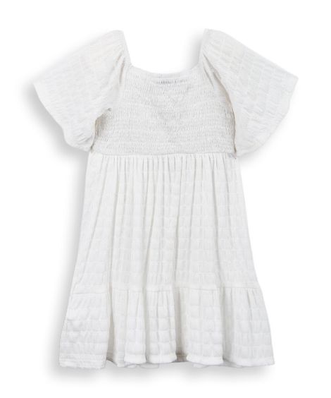 vestido infantil manga ampla com brilhos off white