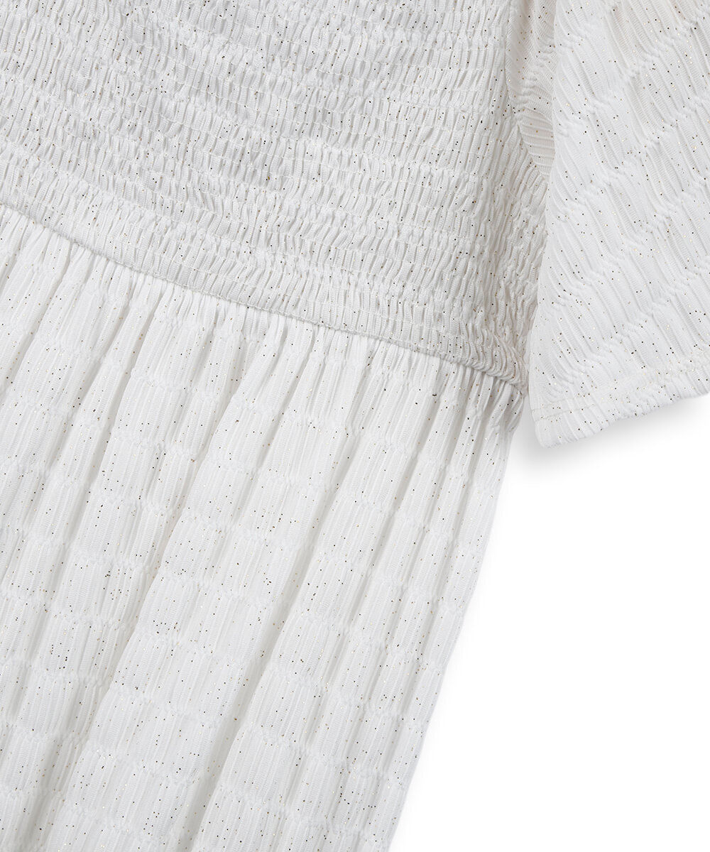 vestido infantil manga ampla com brilhos off white