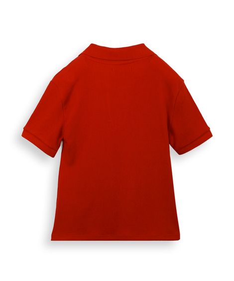 polo de algodão juvenil manga curta bicolor vermelha