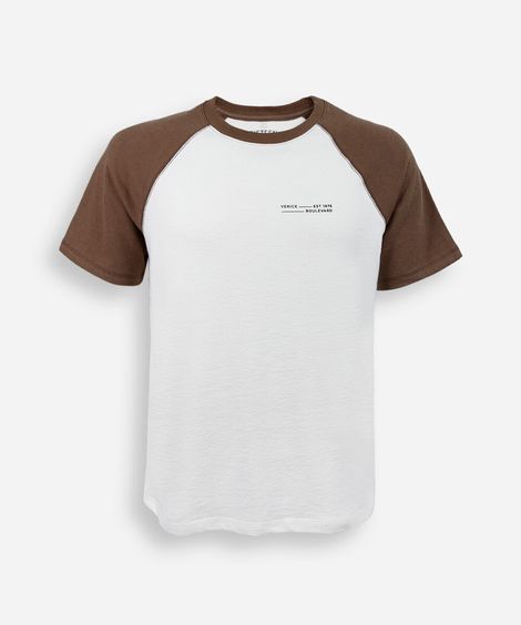 camiseta juvenil de algodão manga raglan off white