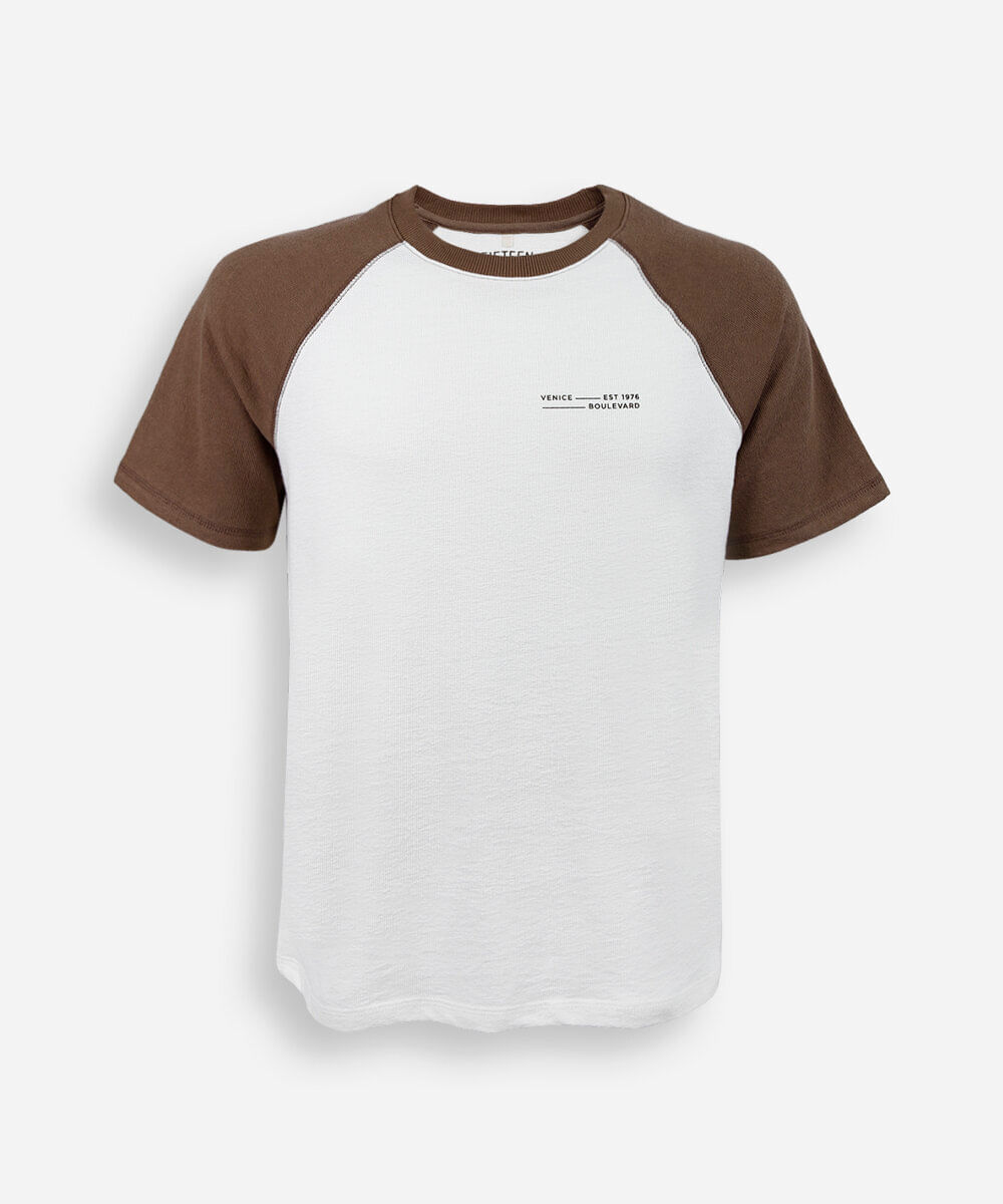 camiseta juvenil de algodão manga raglan off white
