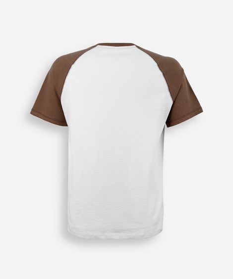 camiseta juvenil de algodão manga raglan off white