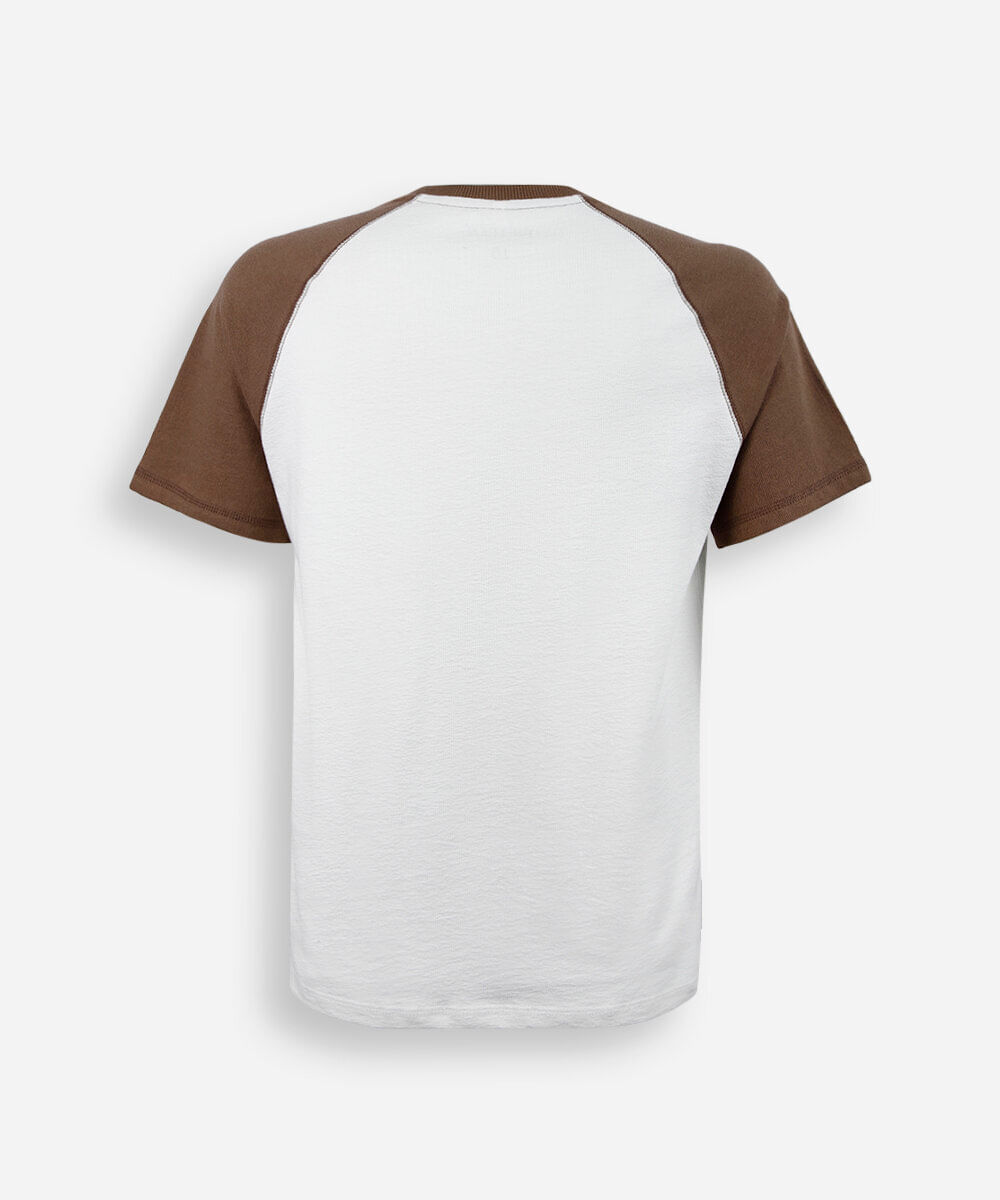 camiseta juvenil de algodão manga raglan off white
