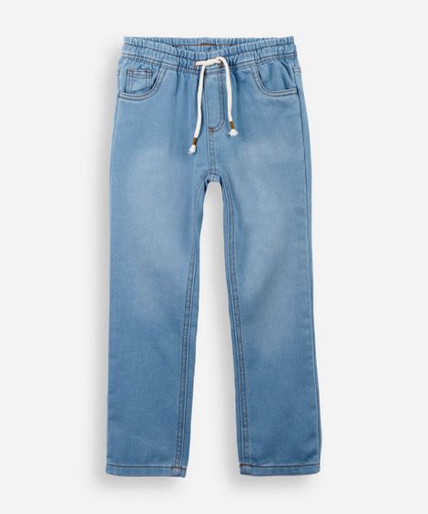 calça infantil jeans moletom azul
