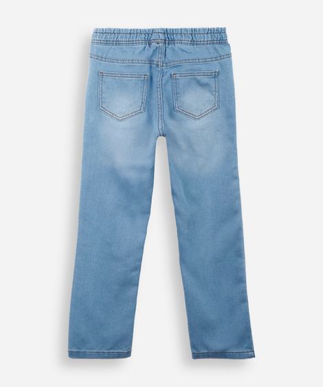 calça infantil jeans moletom azul
