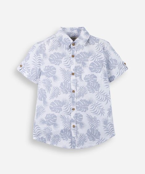 camisa infantil de algodão estampada off white