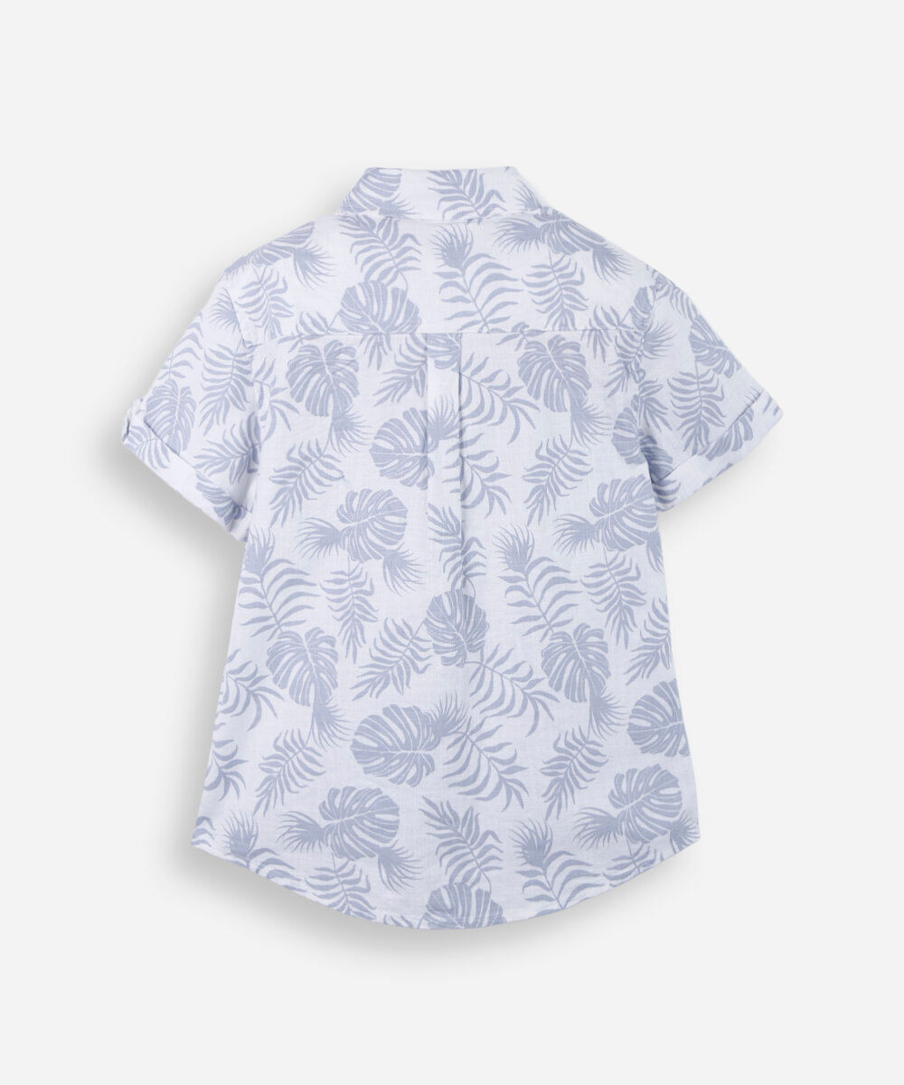 camisa infantil de algodão estampada off white