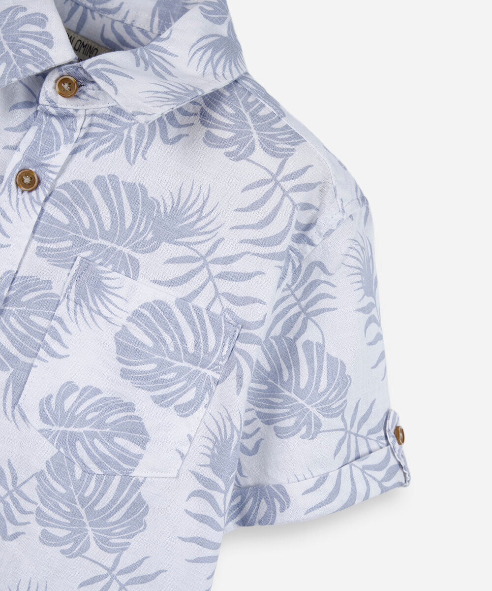 camisa infantil de algodão estampada off white