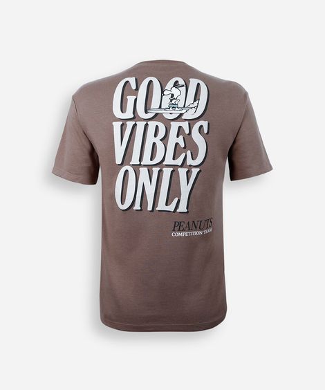 camiseta juvenil snoopy good vibes only marrom