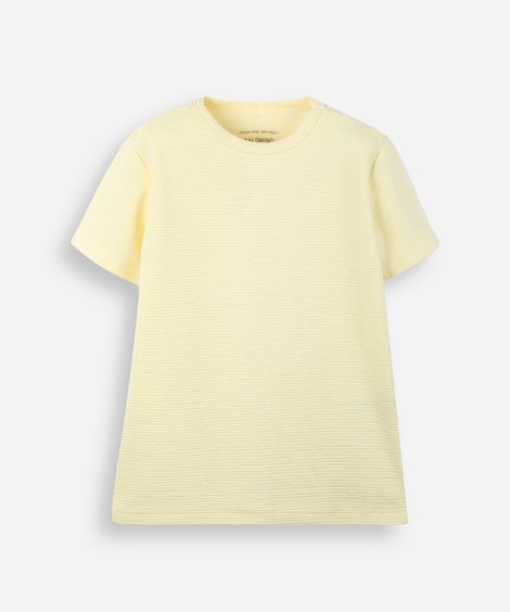 camiseta infantil manga curta canelada amarela
