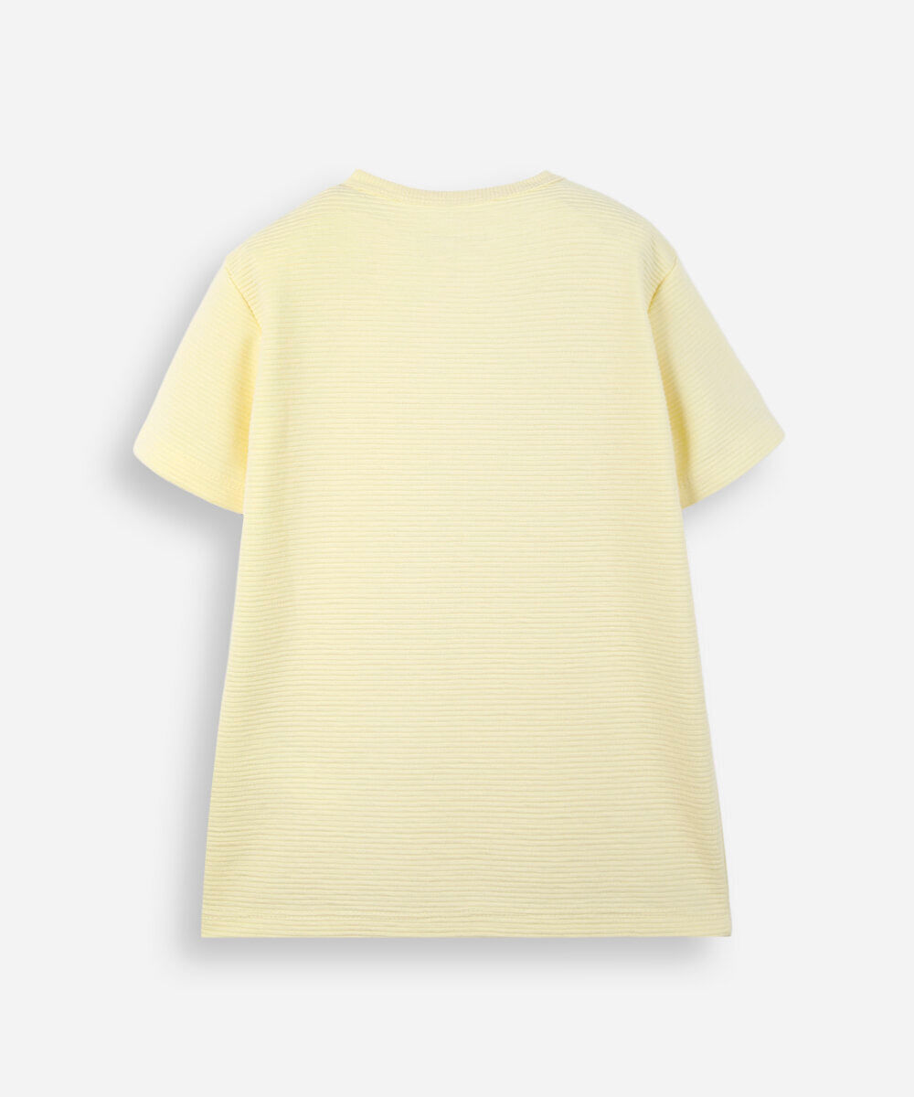 camiseta infantil manga curta canelada amarela