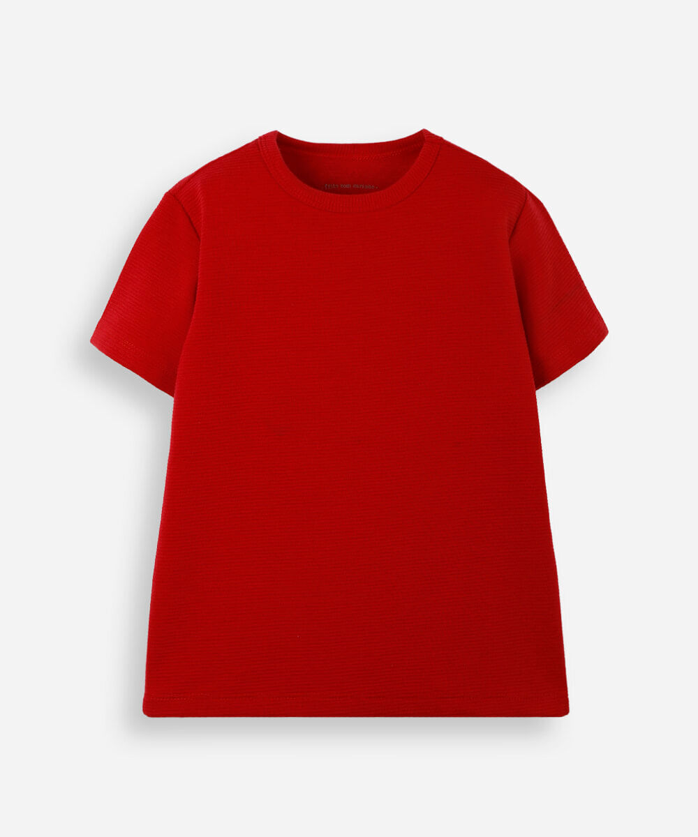 camiseta infantil manga curta canelada vermelho
