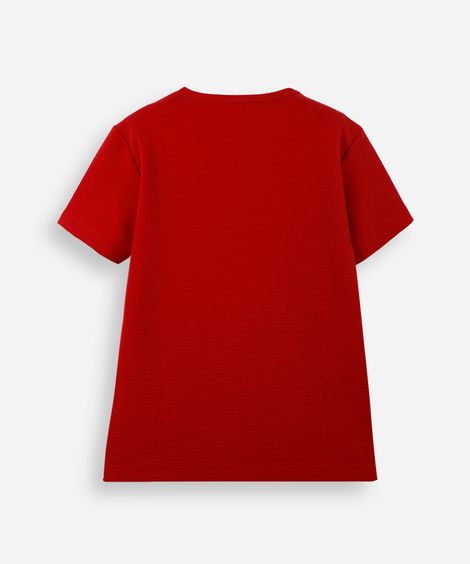 camiseta infantil manga curta canelada vermelho