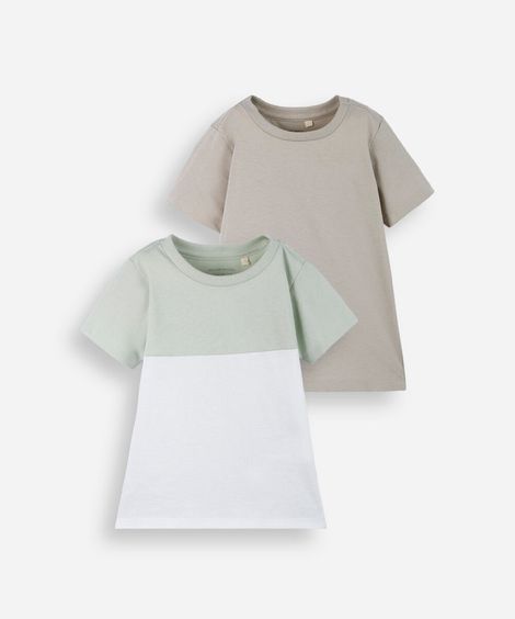kit de 2 camisetas infantis de algodão colorida