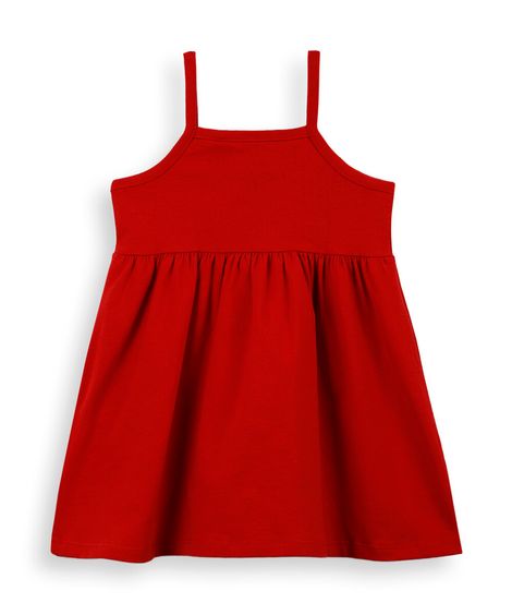 vestido infantil em malha de algodão com bolsa vermelha